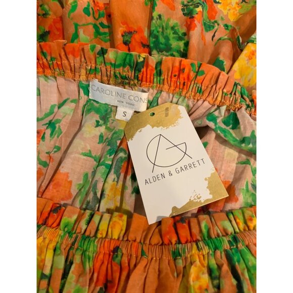 Caroline Constas Orange Floral Sage Off-The-Shoulder Floral Mini Dress, Size S - Picture 6 of 6